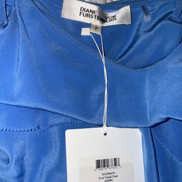 Diane von Furstenberg Silk‎ Tiered Blue Cami Dress NWT Size P 100% Silk - Picture 3 of 6